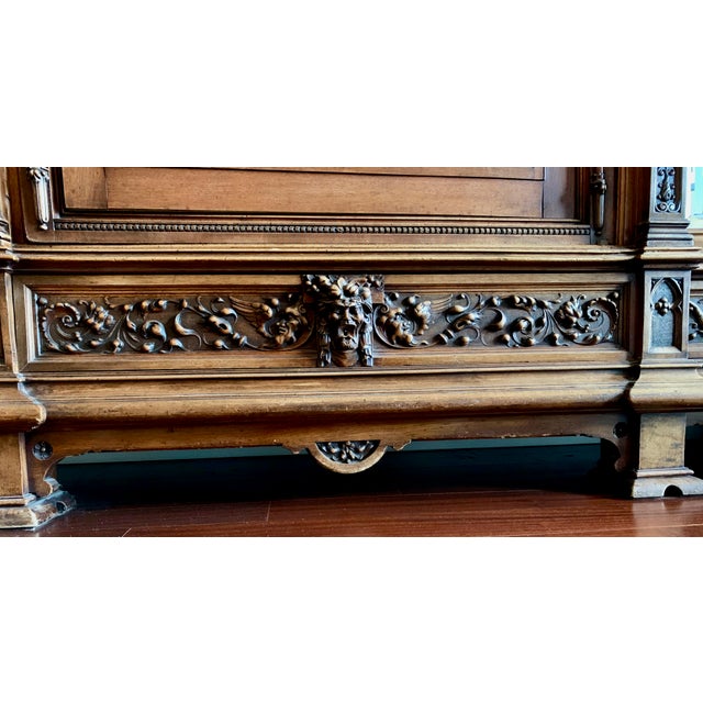 Early 20th Century Exquisite Neo-Gothic/Renaissance Revival Antique Armoire - A Rare Find For Sale - Image 11 of 18