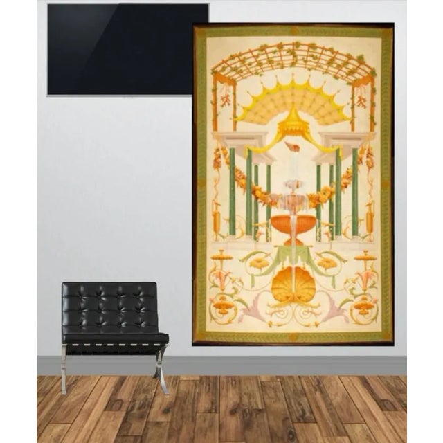 Tan Palatial 19th Century Grottesca Neoclassical Hand Painted Architectural Wall Panel For Sale - Image 8 of 8