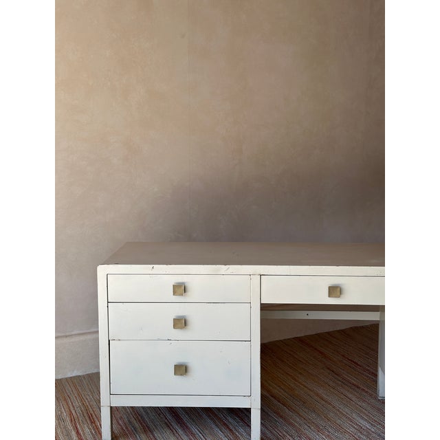 Vintage Simmons Metal Desk With Original Square Pulls, C 1940s For Sale - Image 10 of 15
