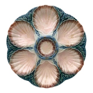 Majolica Oyster Plate Sarreguemines, Circa 1870 For Sale