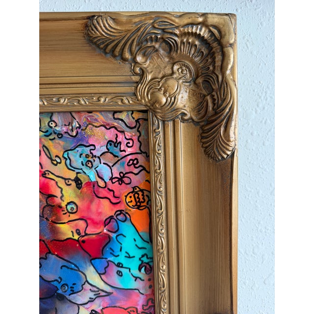 Red Original Abstract Painting Serg Graff "Hidden Friends" Surreal Fantasy Art, Coa For Sale - Image 8 of 10