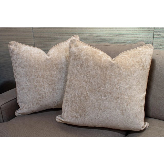 2020s Pair of Custom Cream Chenille Pillows For Sale - Image 5 of 5