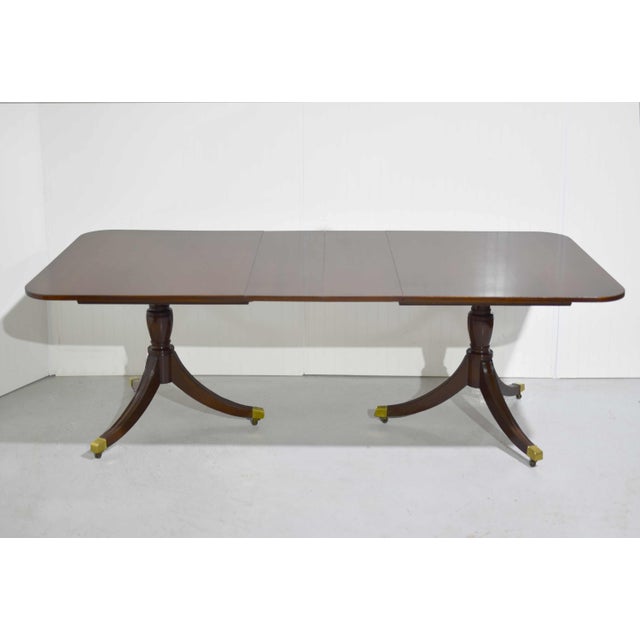 English Mid Century Duncan Phyfe Style Dining Table With Extensions 87in For Sale - Image 3 of 10
