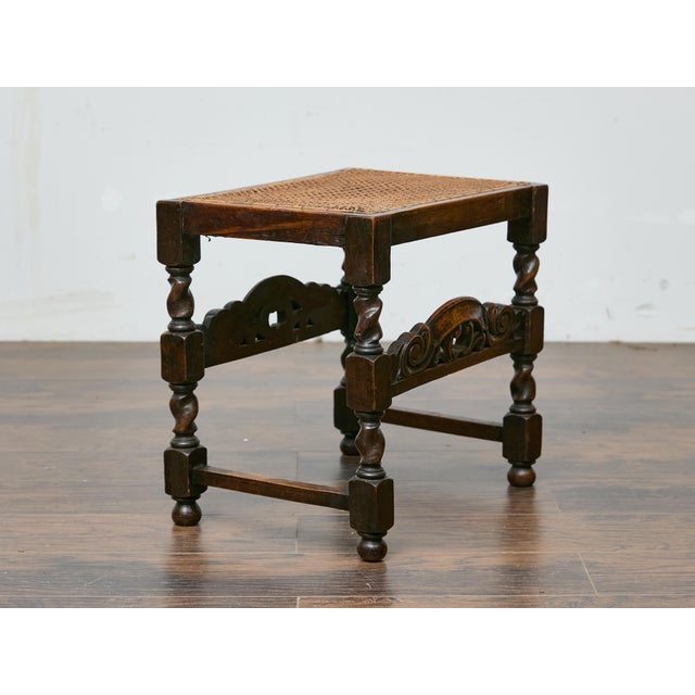 English Jacobean Style Seat Bench with Carved Apron, circa 1900 For Sale In Atlanta - Image 6 of 12