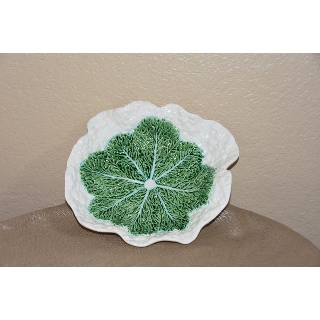 Ceramic Vintage Portuguese Majolica Cabbage Bowl Bordallo Pinheiro C. Rainha For Sale - Image 7 of 7