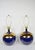 1990s Pair Round Blue and Gold Iridescent Table Lamps | by Casual Lamps 1980 For Sale - Image 5 of 11