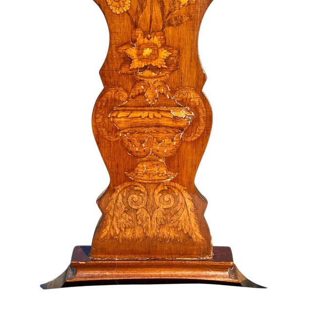 Mid 20th Century Vintage Trouvailles Marquetry Desk Chair With Unique Bird & Moth Inlay For Sale - Image 5 of 12