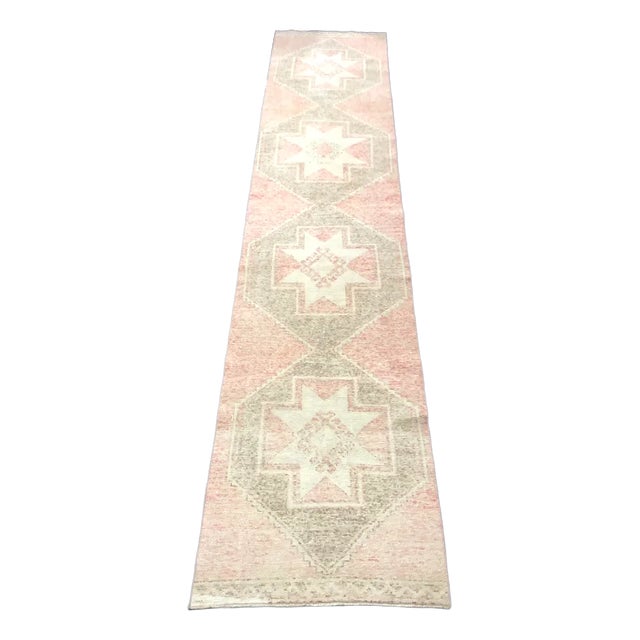 Oushak Natural Faded Runner Rug For Sale