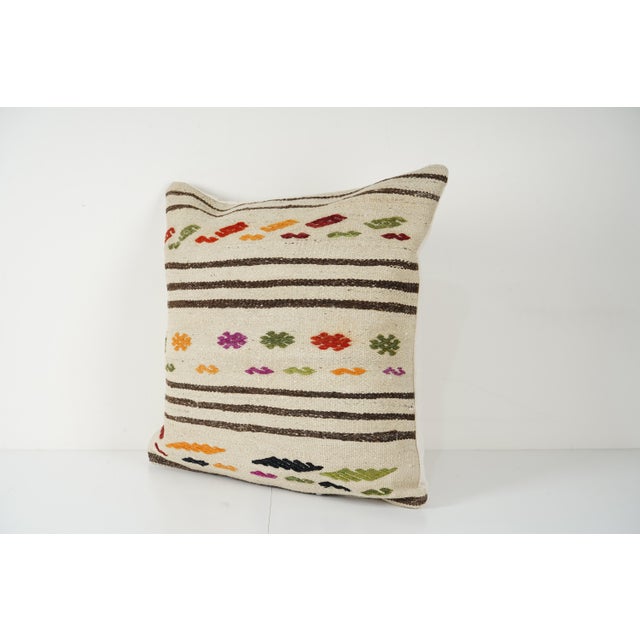 Mid-Century Modern Turkish Hemp Decorative Kilim Pillow Cover For Sale - Image 3 of 4