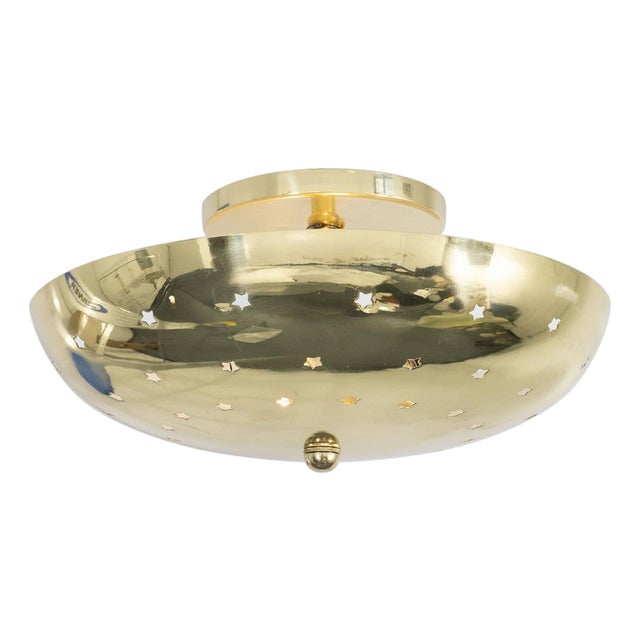 Perforated "star" motif flush mount ceiling fixture For Sale