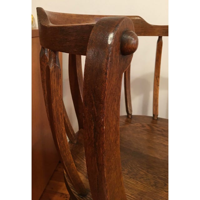 Antique Tiger Oak Round Barrelback Spindle Corner Chair Chairish