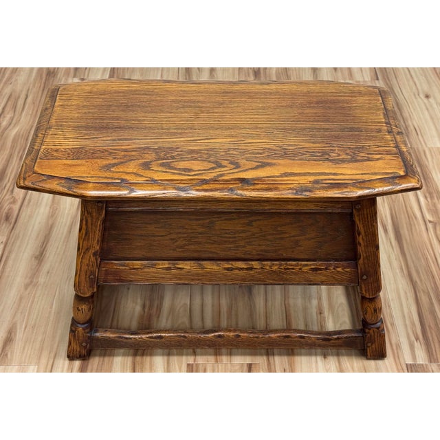 Vintage Craftsman Style Federal Solid Oak Table For Sale - Image 4 of 11