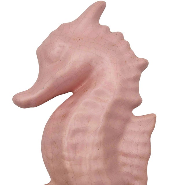 Pink Rare Mid 20th Century Ceramic California Pottery Pink Seahorse Flower Wall Vase For Sale - Image 8 of 8