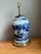 Late 20th Century Antique Style Blue Ceramic Lamp With Wooden Base For Sale - Image 5 of 17