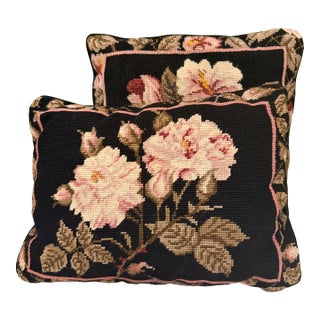 Set of Two Vintage Needlepoint Pillows For Sale