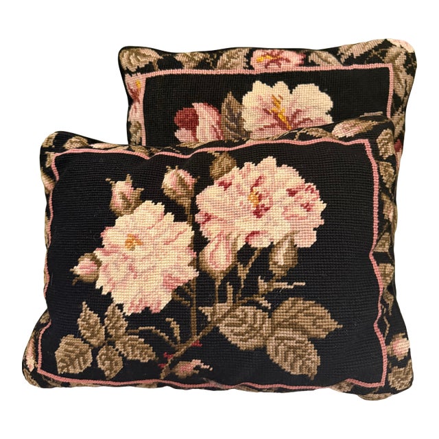 Set of Two Vintage Needlepoint Pillows For Sale