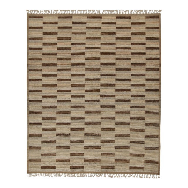 Rug & Kilim’s Modern Rug with Beige-brown Geometric Patterns - 5x7 For Sale