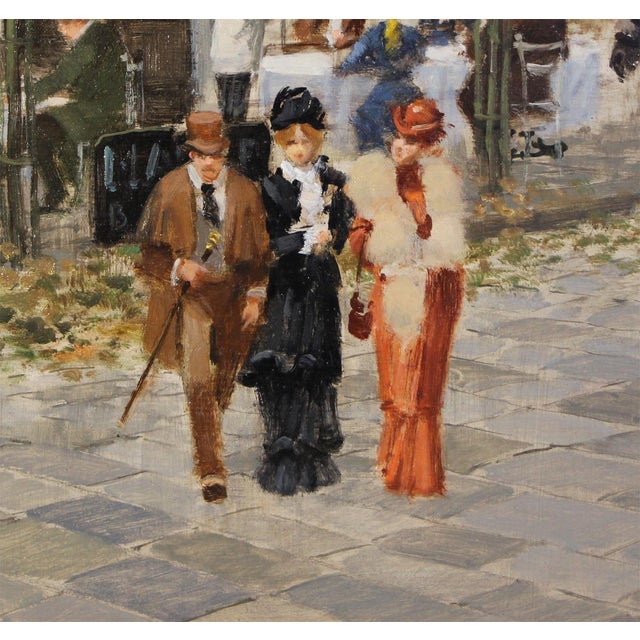 Francesco Tammaro, Paris Café Scene, 1980s, Oil Painting on Plywood, Framed For Sale - Image 4 of 9