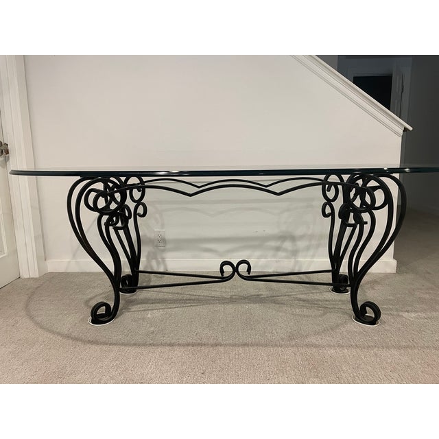 1930s Vintage Wrought Iron Glass Table With Swirl Detail Chairish