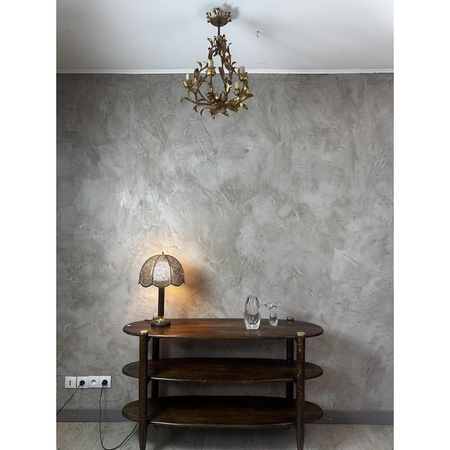 Gold Vintage Italian Brass Chandelier, 1950s For Sale - Image 8 of 10