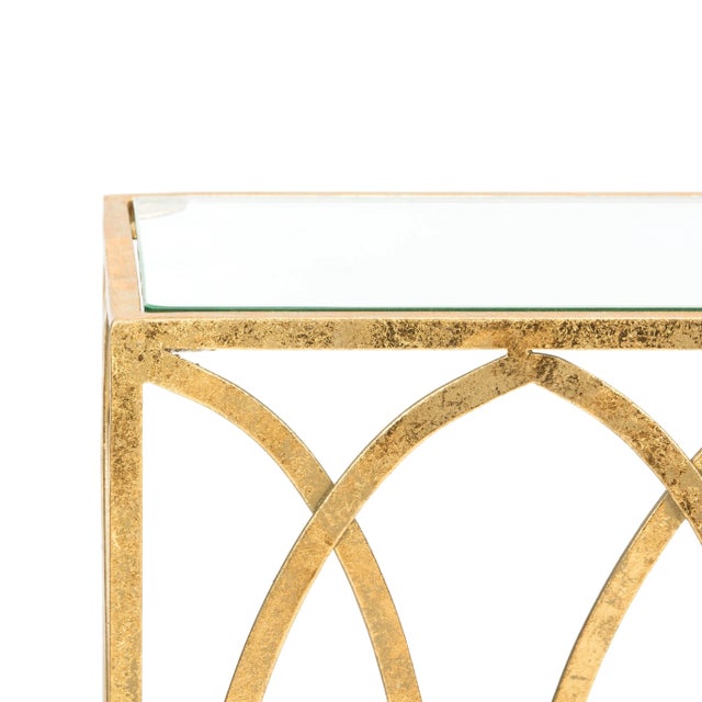 Oval Ringed Console Table in Gold For Sale In Philadelphia - Image 6 of 9