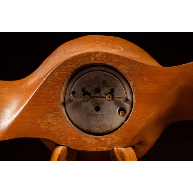 Wood Vintage Figural Wooden Propellor Clock by Howard For Sale - Image 7 of 8
