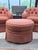 Salmon Set of Kravet Tufted Swivel Club Chairs With Matching Ottoman For Sale - Image 8 of 12