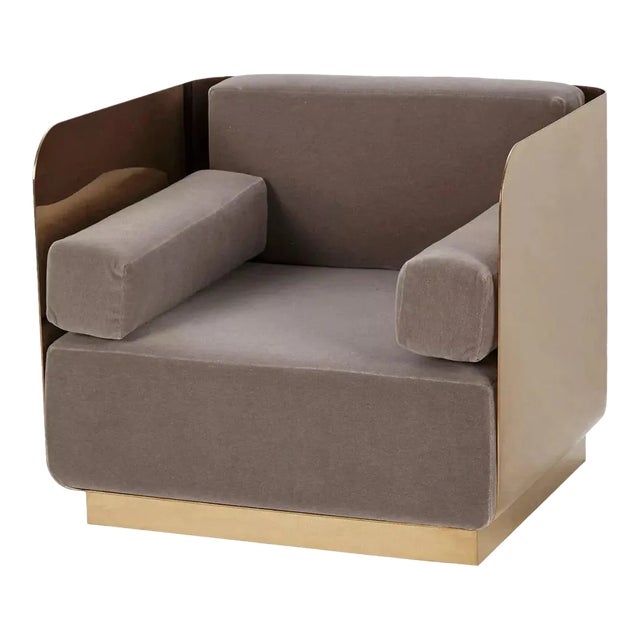 Andrew Martin Polished Metal Occasional Chair For Sale