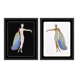 1980s Erté, Diva Suite (Set of 2 Framed Hand Signed Embossed Serigraphs)