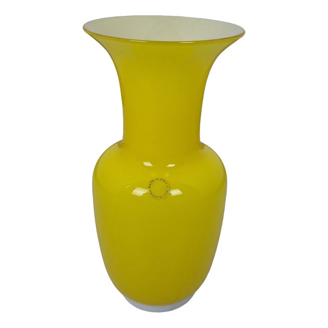 Opalino Series Vase in Yellow Murano Glass from Venini, 1990s For Sale