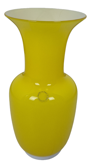 Opalino Series Vase in Yellow Murano Glass from Venini, 1990s