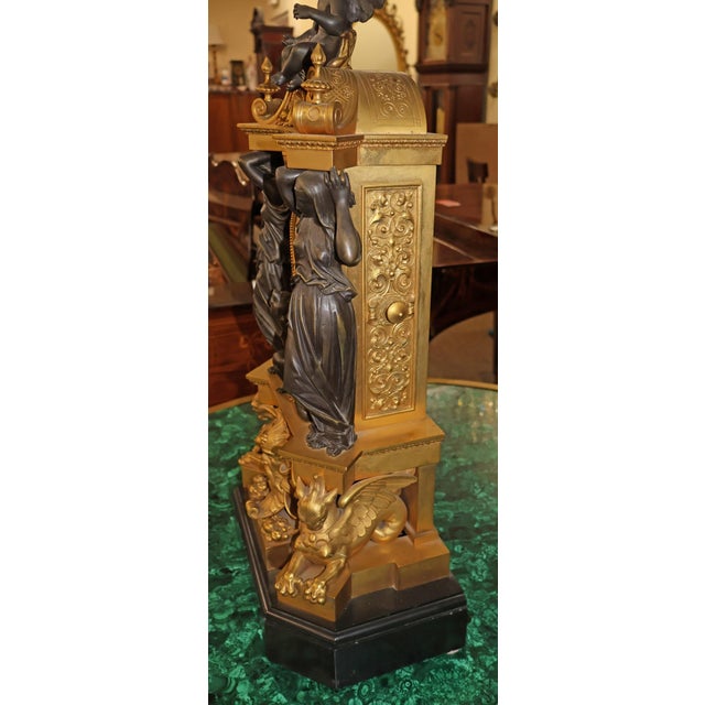 Mid 19th Century Vincenti & Cie 19th Century French Bronze Mantel Clock Design by v. Paillard For Sale - Image 5 of 18