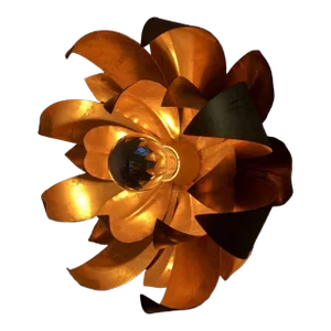 1950's French Mid Century Modern Dore Blooming Floral Form Ceiling Flush Mount Fixture/ Plafonnier Attrib. Jansen