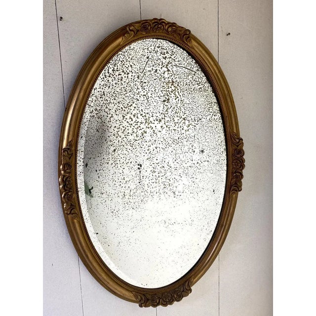 Antique Gilt and Mercury Plate Oval Mirror For Sale - Image 17 of 17