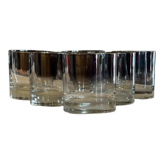Vintage Mid Century Modern Smoked and Mirrored Glass Lowball or Rocks Barware Glasses - Set of 6 For Sale