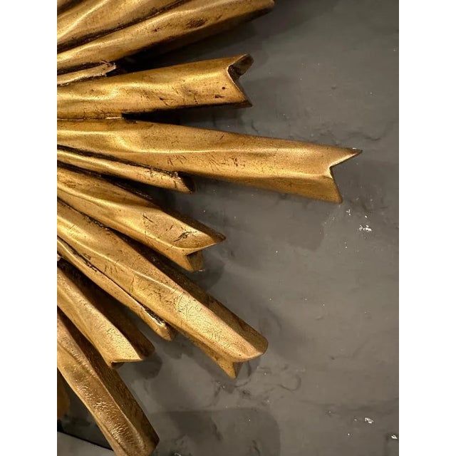Carved Gilt Wood Sunburst Mirror, 2000s For Sale - Image 4 of 8