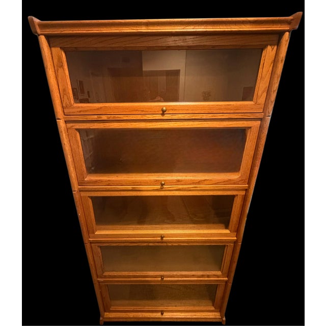 1980s Solid Oak Barrister (Lawyers) Bookcase For Sale - Image 6 of 12