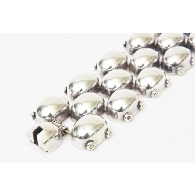 Modern Vintage Sterling Silver Linked Ball Cuff Bracelet Hallmarked For Sale - Image 3 of 11