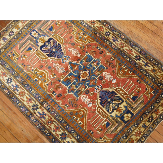 Persian Vintage Zabihi Collection Persian Heriz Scatter Rug - 3'4" x 4'9" For Sale - Image 3 of 5