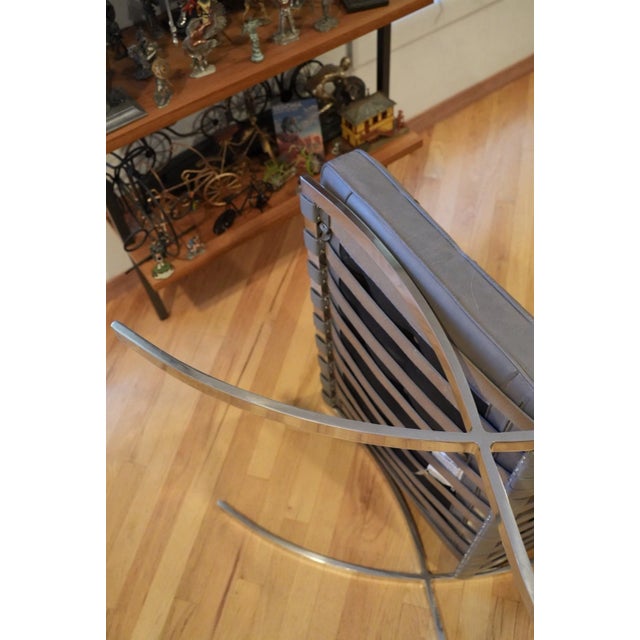 Gray 1990s Knoll Stainless Steel Barcelona Leather Chair Designed by Ludwig Mies Van Der Rohe For Sale - Image 8 of 9