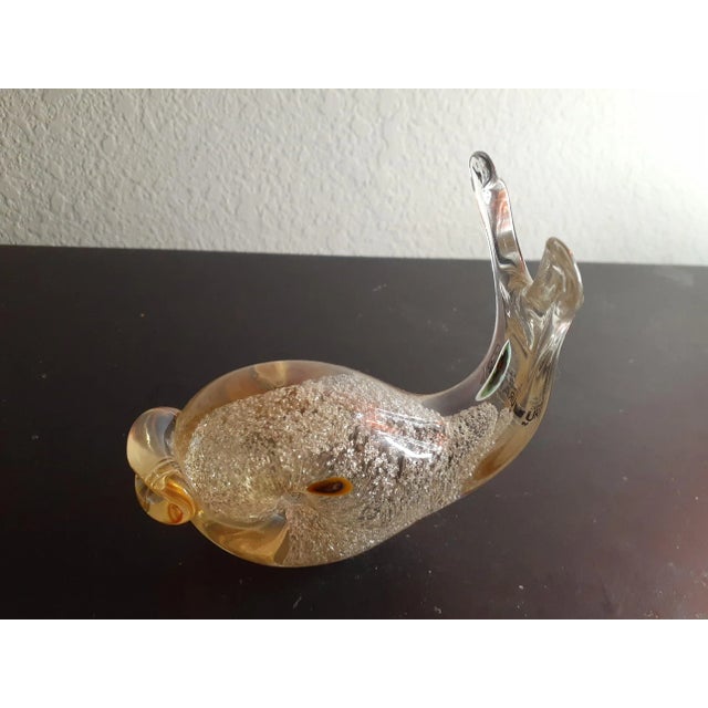 Vintage Murano Italy Hold Aventurine Yellow Glass Fish Figurine For Sale - Image 4 of 8