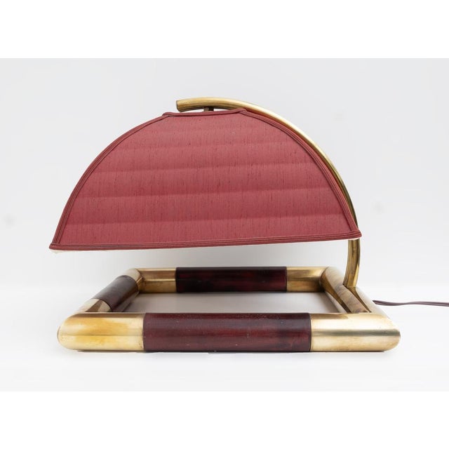 Mid-Century Modern Italian Brass Table Lamp by Tommaso Barbi, 1970s For Sale - Image 6 of 7