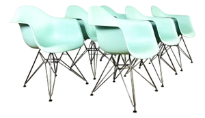 Set of 6 Mid Century Modern Authentic Designers Charles & Ray Eames Herman Miller Shell Dining Arm Chairs