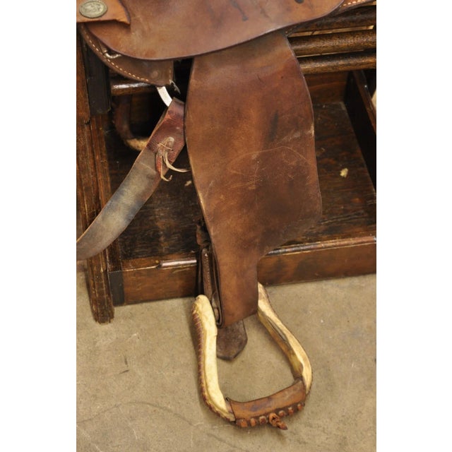 Vintage Circle Y Brand Brown Leather & Suede 14 Inch Barrel Horse Western Saddle For Sale - Image 10 of 18
