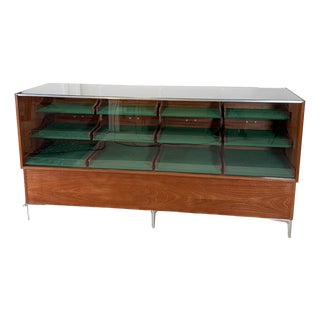 Mid-Century German Display Counter and Showcase in Mahogany and Chrome, 1960s For Sale