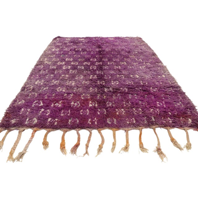 Tribal Vintage Purple Boujad Moroccan Rug - 04'07 X 06'00 For Sale - Image 3 of 9