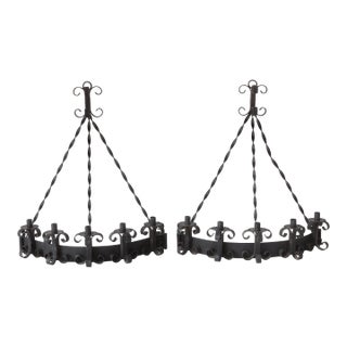Mid Century Gothic Style Wall Mounting Wrought Iron Candelabras - A Pair For Sale