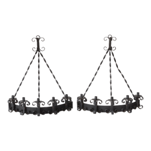 Mid Century Gothic Style Wall Mounting Wrought Iron Candelabras - A Pair