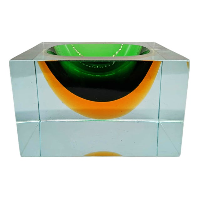 Large Square Ashtray or Catchall in Murano Glass attributed to Flavio Poli for Seguso, 1960s For Sale