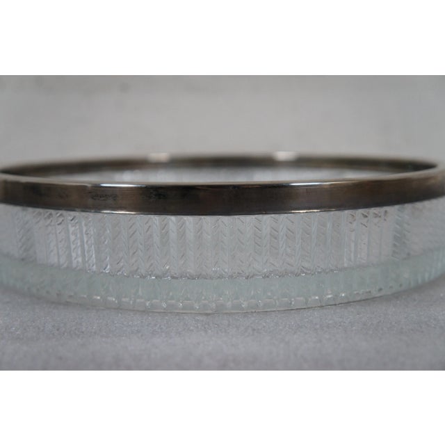Vintage English Silver Plate Pressed Glass Divided Relish Compote Dish For Sale - Image 6 of 11